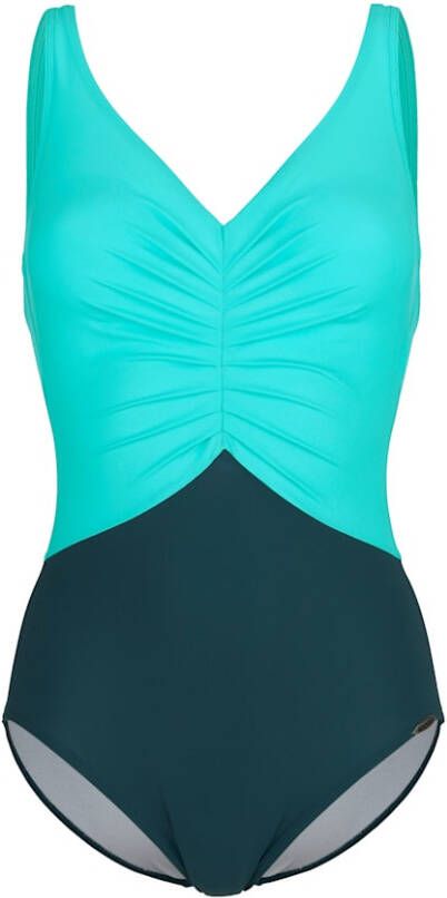 SUNFLAIR Badpak met modieuze plooitjes voor Turquoise/Blauw