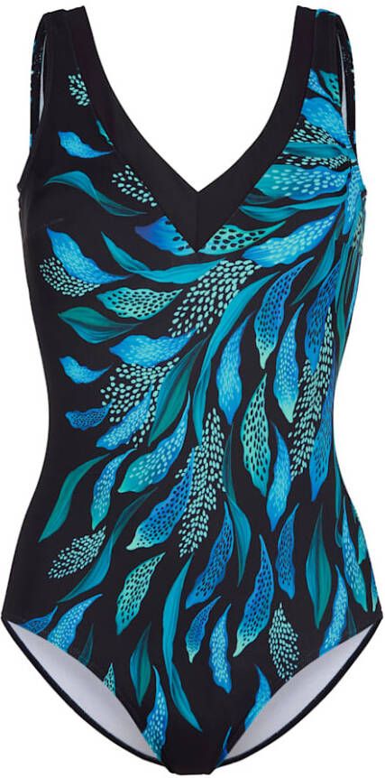 SUNMARIN Badpak met corrigerende inzet Zwart/Royal blue/Groen