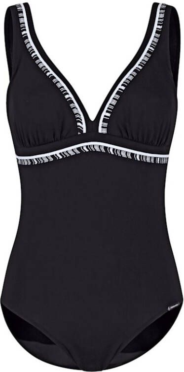 SUNMARIN Badpak met gedessineerde biezen Zwart
