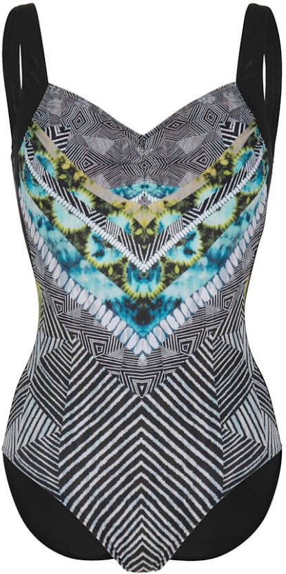 SUNMARIN Badpak met print voor Zwart/Groen