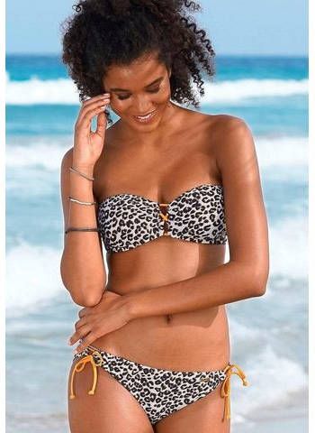 Buffalo Bandeau bikinitop Kitty in animaldesign en contrastkleurige details