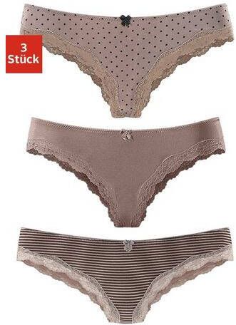 Lascana Brasil slip met fijne kant(set, 3 stuks )