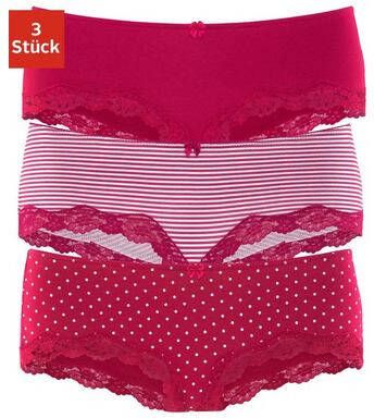 Lascana Hipster met fijne kant(set, 3 stuks )