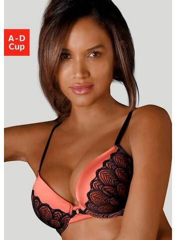 Lascana Push up bh Belinda Cups van mooie satijnstof met kant overtrokken