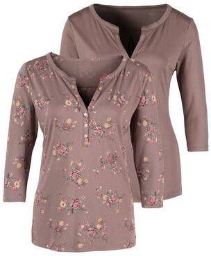 Lascana Shirt met 3/4 mouwen in modieuze blouse look(Set van 2 )