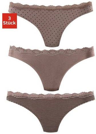 Lascana String met fijne kant(set, 3 stuks )