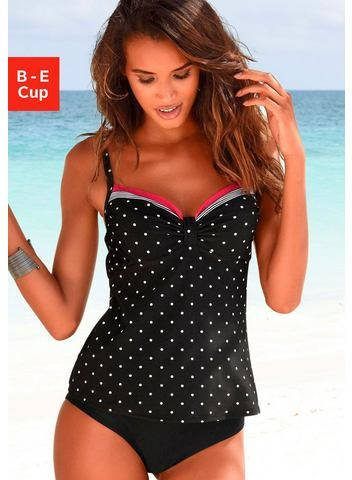 Lascana tankini bikinitop met stippen zwart/rood