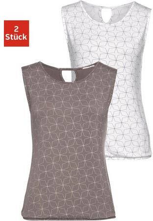 Lascana Tanktop met kleine cut out in de nek(Set van 2 )