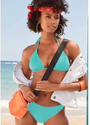 Lascana Triangel bikinitop Scallop met gelaserde gegolfde rand