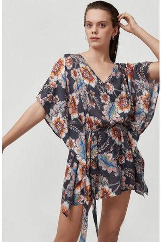 O'Neill gebloemde strandjurk zwart/roze/blauw