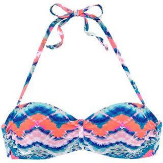 Venice Beach strapless bandeau bikinitop met all over print blauw/roze