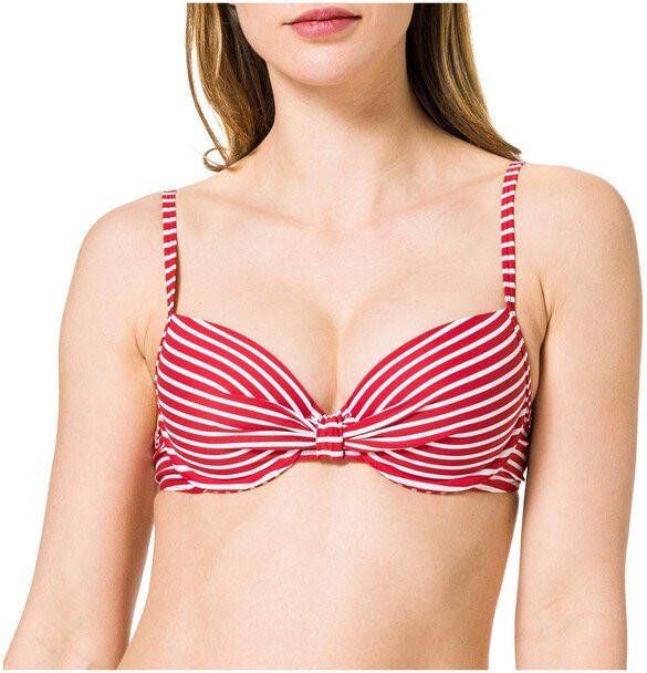 ESPRIT Women Beach gestreepte beugel bikinitop rood/wit