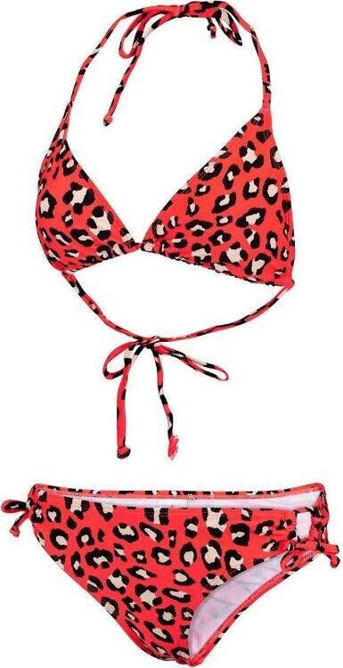 Falcon triangel bikini Bodile met panterprint zwart/roze/oranje
