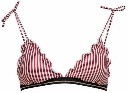 ONLY gestreept bikinitopje Ibiza met ruches rood/wit