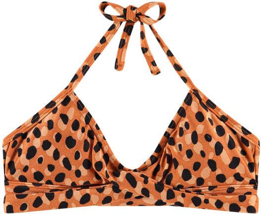 Beachlife bikinitop met panterprint oranje/zwart