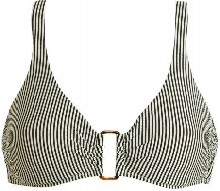 Beachlife gestreepte halter bikinitop donkerblauw/wit