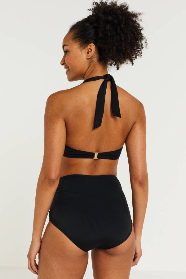 BEACHWAVE high waist bikinibroekje met plooien zwart