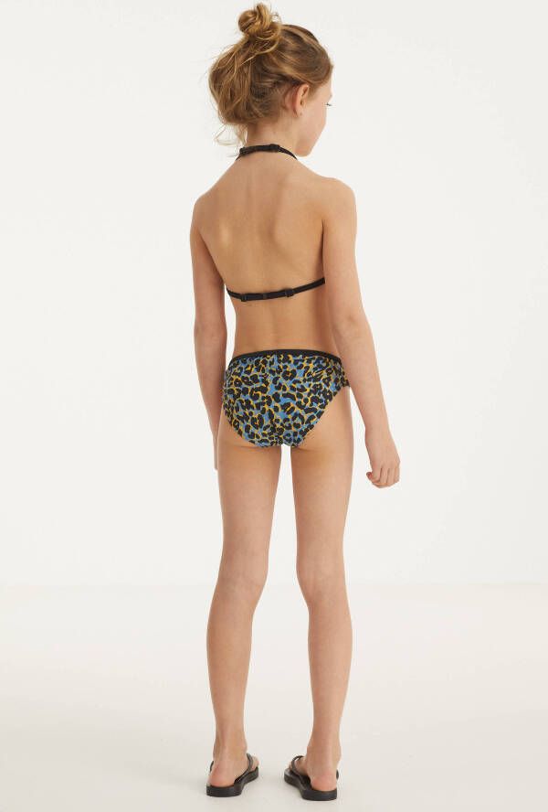 BEACHWAVE triangel bikini met panterprint blauw/oranje/zwart