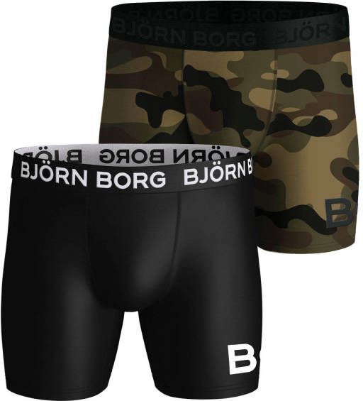 Björn Borg boxershort Perfomance set van 2 zwart/army groen
