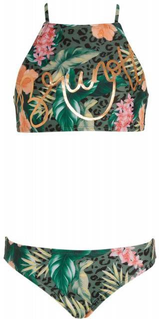 Brunotti crop bikini Camelia met all over print groen