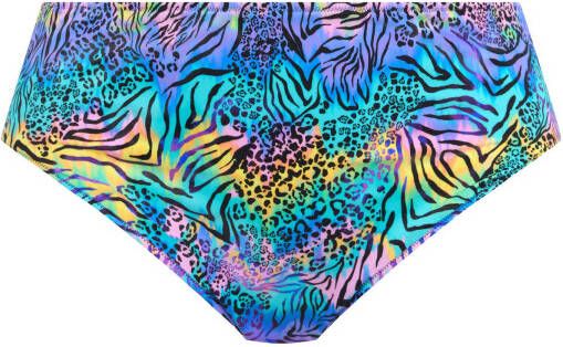 Elomi +size high waist bikinibroekje Electric Savannah met dierenprint blauw/roze/lila