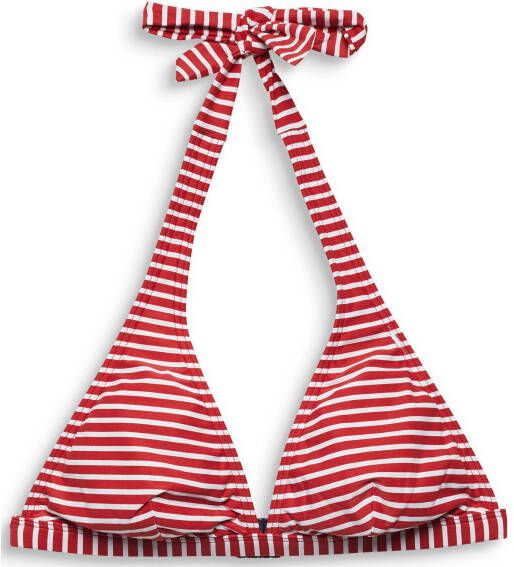 ESPRIT Women Beach gestreepte halter bikinitop rood/wit