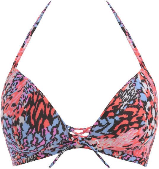 Freya triangel bikinitop Serengeti Haze met dierenprint roze/blauw/zwart