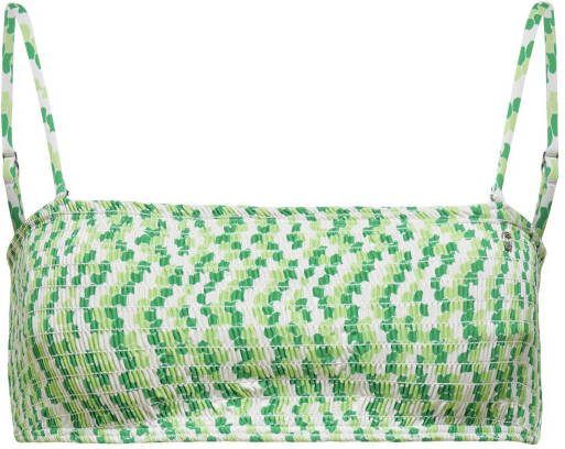 ONLY bandeau bikinitop ONLAMALIE groen/wit