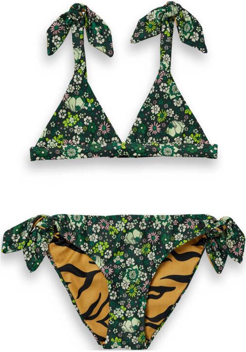 Scotch & Soda reversible triangel bikini donkergroen/oranje