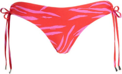 Seafolly strik bikinibroekje met zebraprint roze/rood