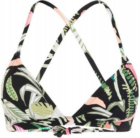 s.Oliver gebloemde triangel bikinitop zwart/groen/roze