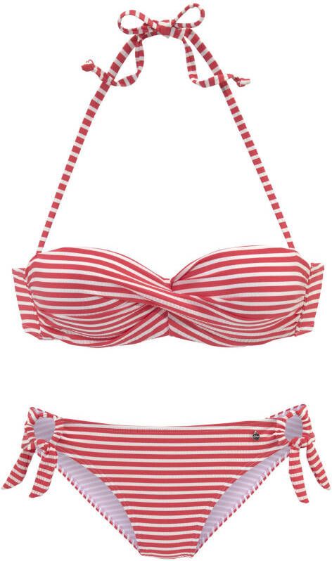 s.Oliver gestreepte strapless bandeau bikini rood/wit