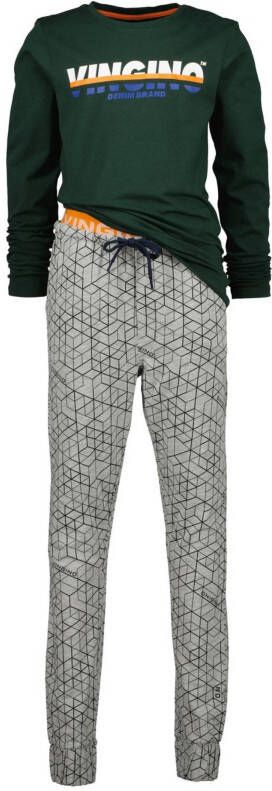 Vingino pyjama Windo met all over print donkergroen/grijs