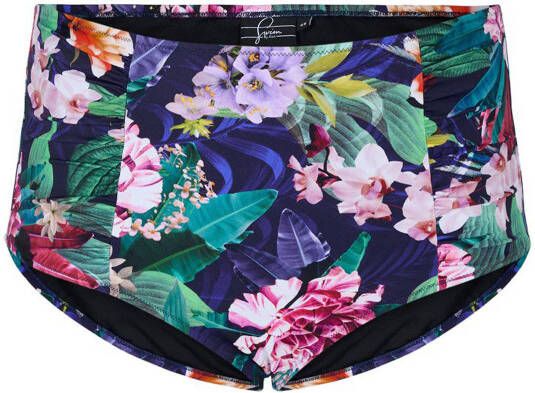 Zizzi high waist bikinibroekje Tania paars/roze/groen