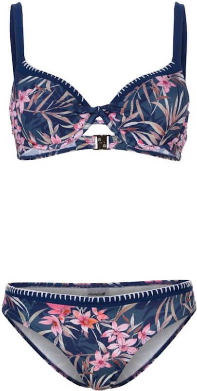 Olympia Bikini met aantrekkelijk bloemendessin Blauw