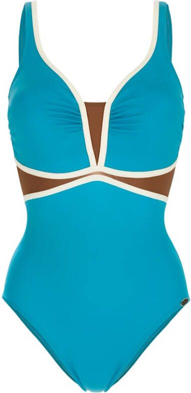 SUNFLAIR Badpak in fel turquoise met bruine inzet Turquoise
