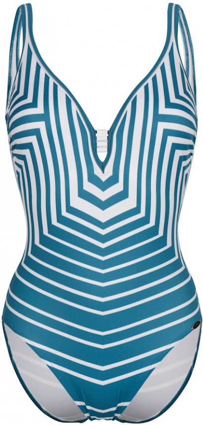 SUNFLAIR Badpak met sierkraaltjes aan de V hals Turquoise